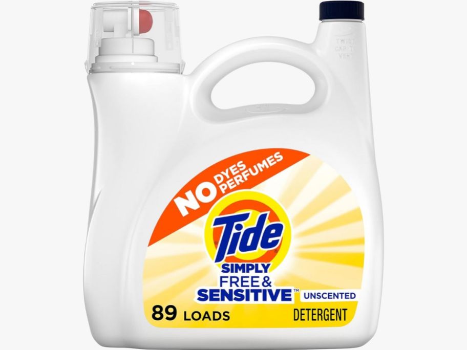 large bottle of Time Simply Free & Clear detergent