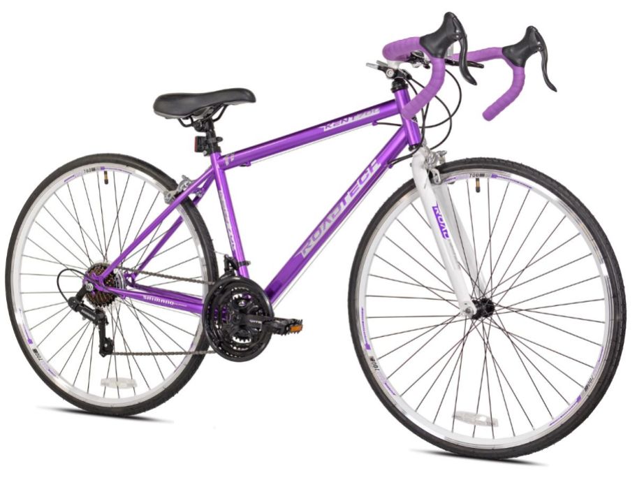 purple and black women's road bike