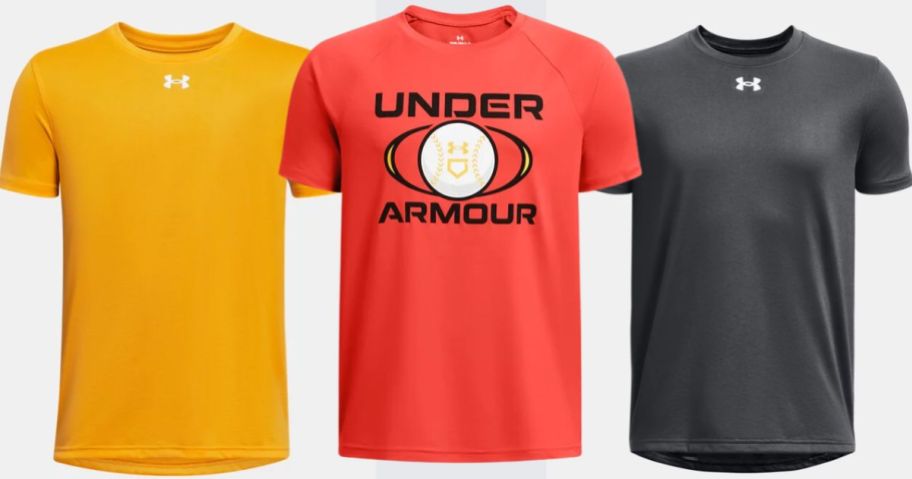 3 different Under Armour boys logo t-shirts