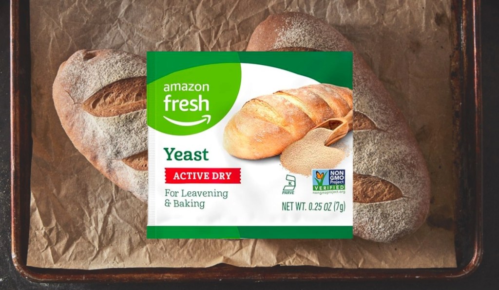 amazon fresh active dry yeast pack with baked bread