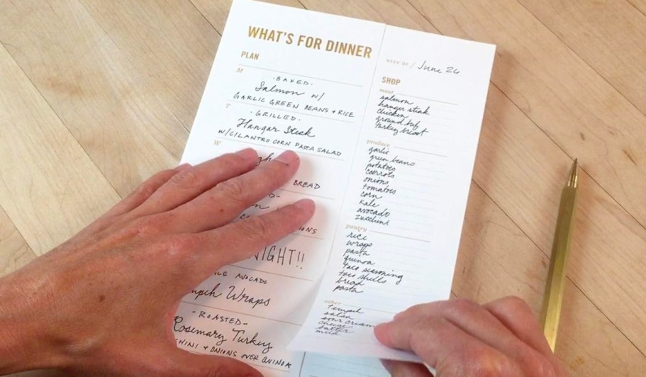 Meal Planning Pad w/ Grocery List Only $9.95 on Amazon – Great Reviews!