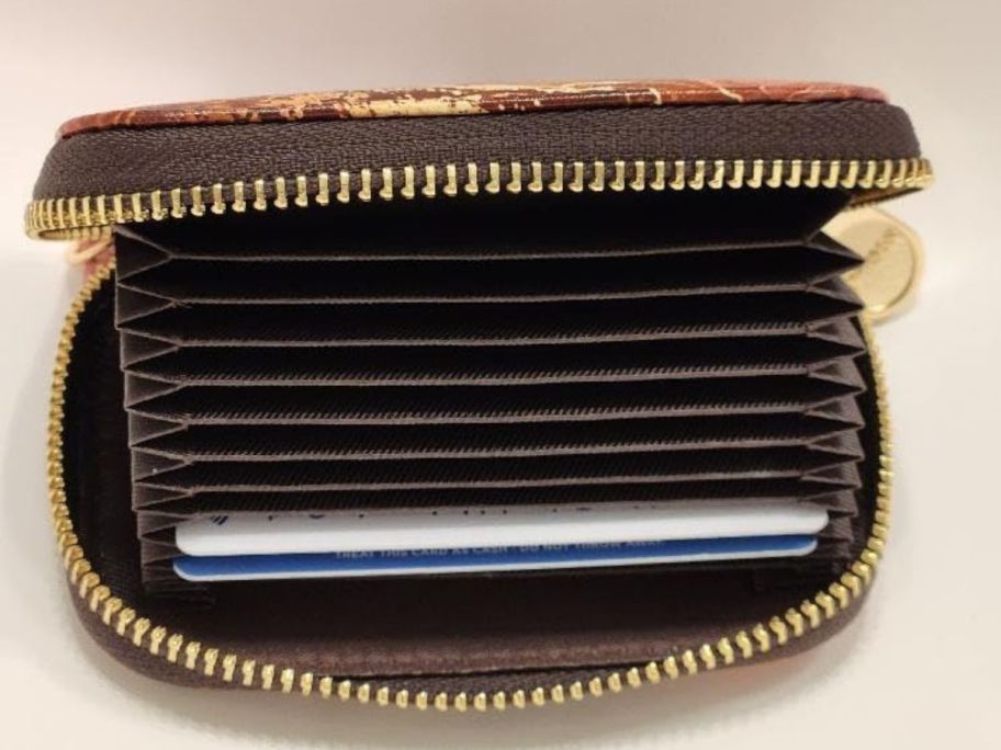 inside of wallet showing card slots
