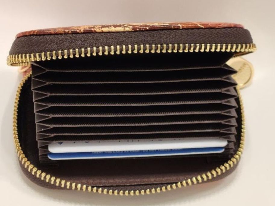 inside of wallet showing card slots