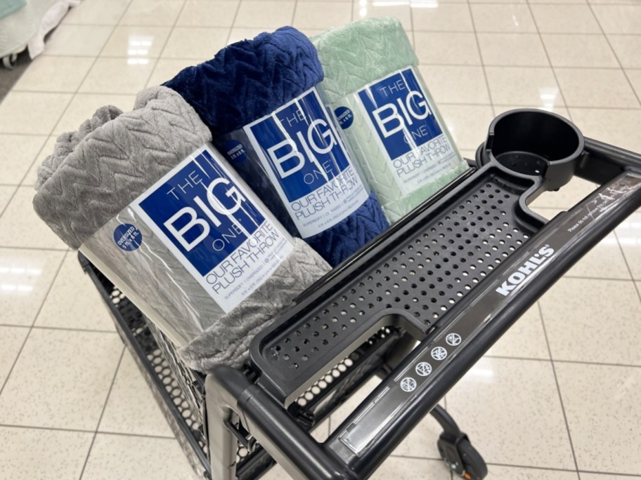 three big one throw blankets in black kohl's shopping cart