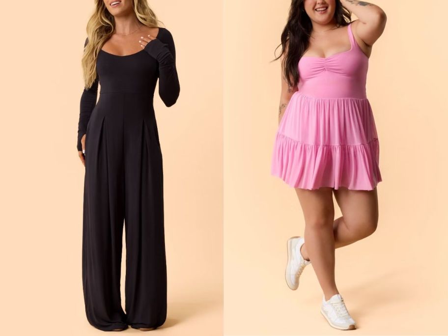 2 women wearing athletic clothing