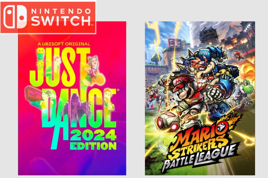 just dance and mario strikers game cover