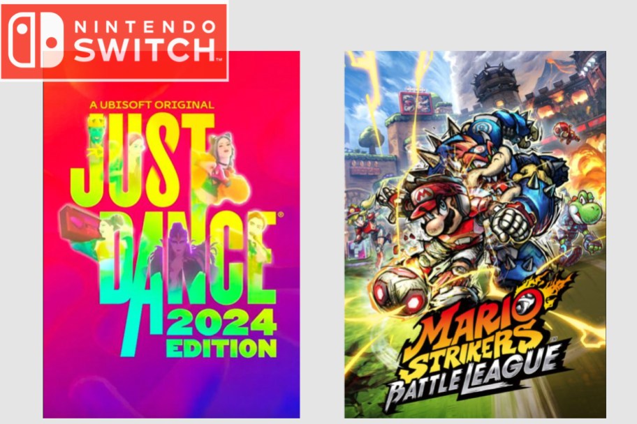 just dance and mario strikers game cover