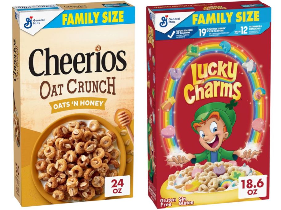 Cheerios Oat Crunch and Lucky Charms