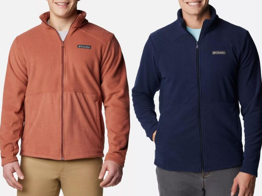 Stock images of two men wearing Columbia Castle dale Fleece Jackets