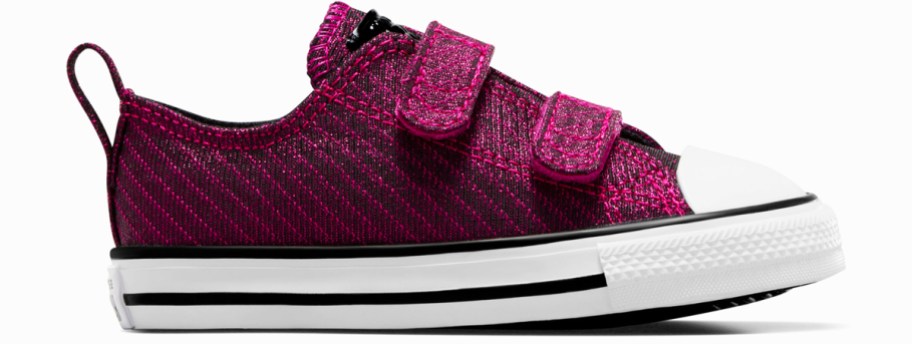 pink/purple sparkly converse sneaker with velcro closures