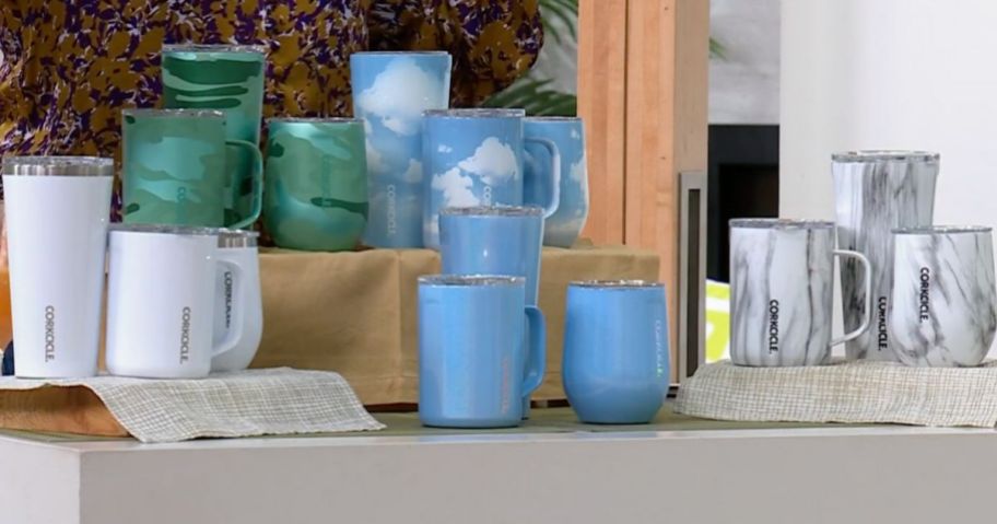 Corcicle drinkware sets on display on the HSN set