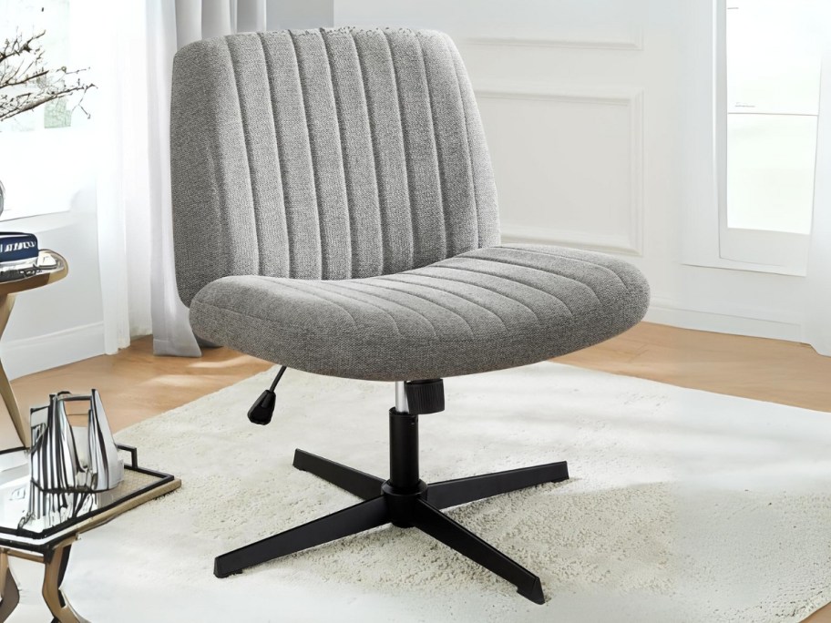 DUMOS Armless Cross-Legged Swivel Office Chair in Gray