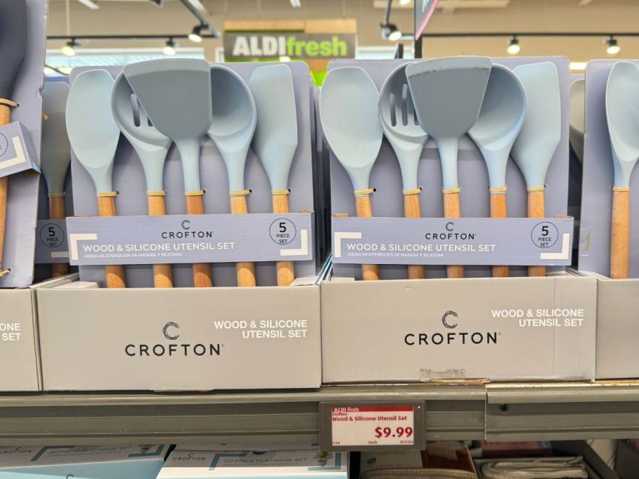 2 Sets of Crofton Wood and Silicone Utensils