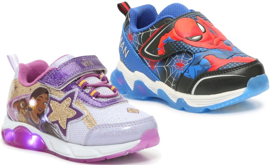 disney princess and spiderman toddler sneakers