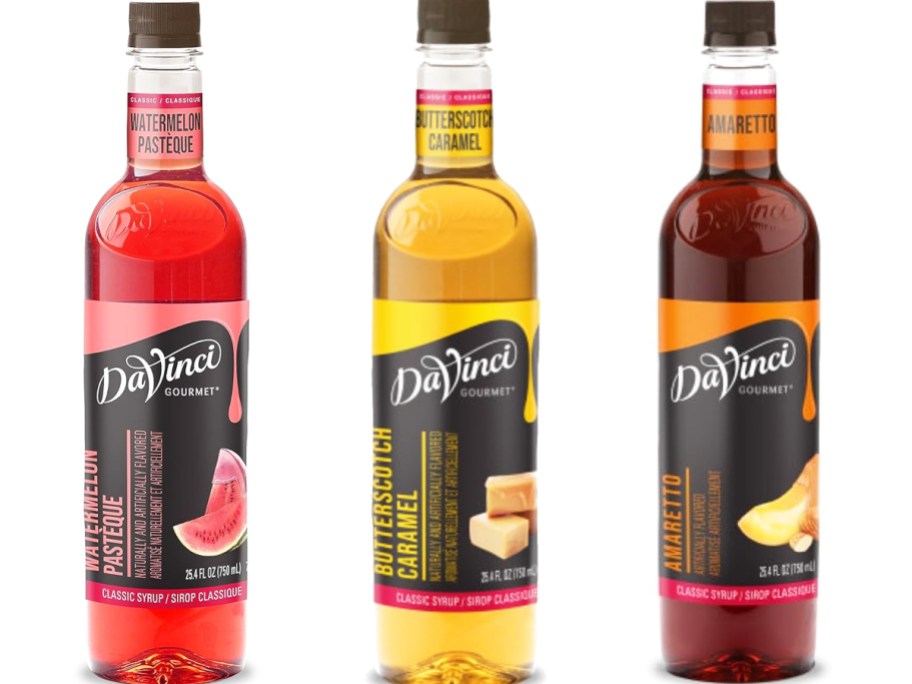 three bottles of DaVinci Gourmet Syrups