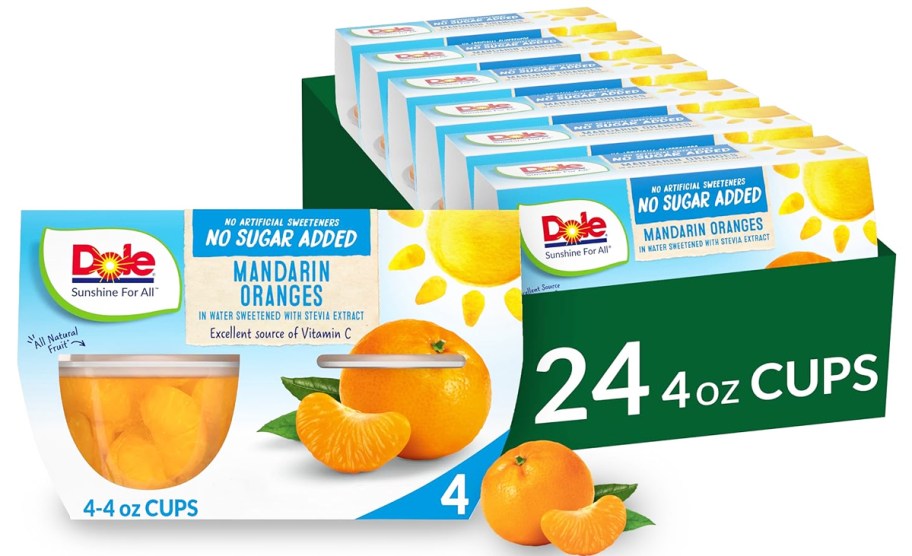stock image of multiple packages of Dole Mandarin Oranges Fruit Cups