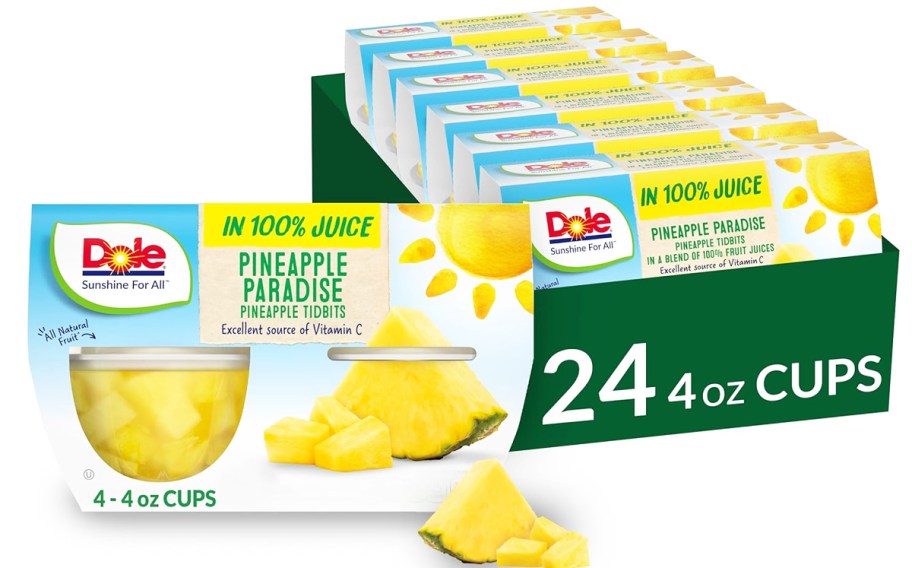 stock image of multiple packages of Dole Pineapple Fruit Cups
