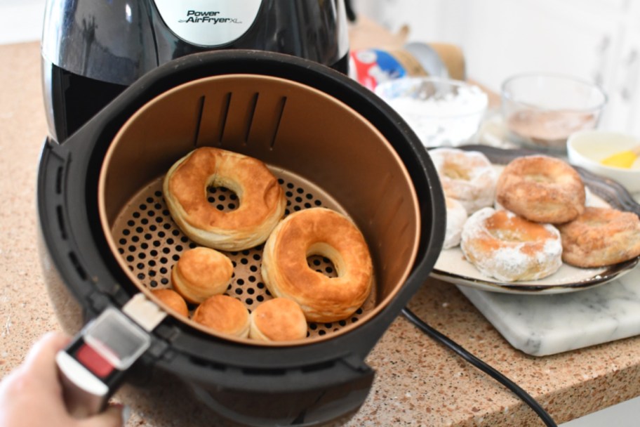 making donuts, one of our favorite air fryer hacks