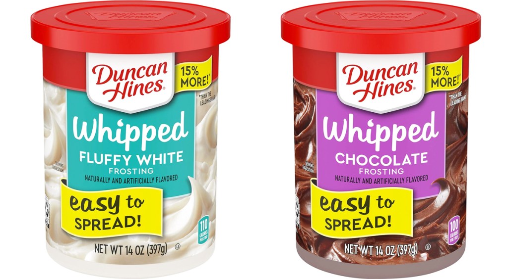 two jars of Duncan Hines Whipped Frosting