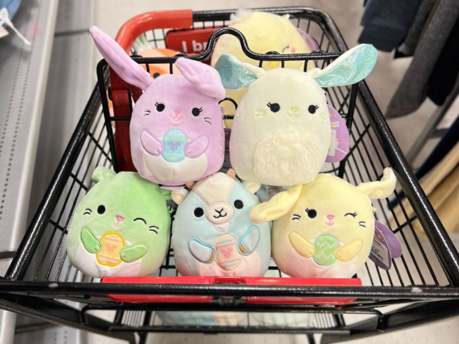 Easter Squishmallows in a cart at TJ Maxx