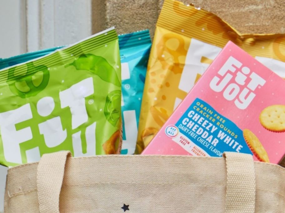 A canvas bag full of Fitjoy products
