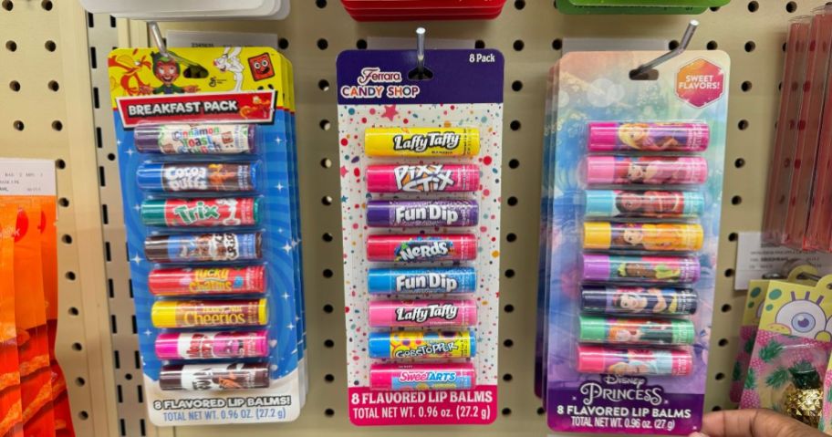 Flavored Lip Balms Gift Sets hanging in Hobby Lobby