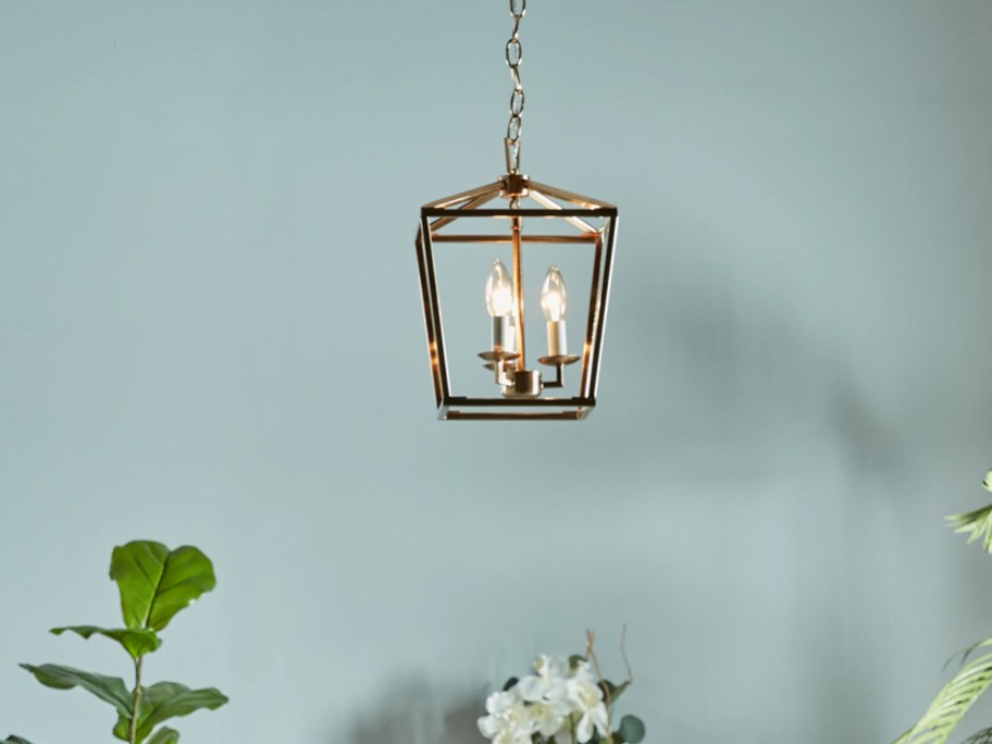 mini lantern pendant light hanging from ceiling