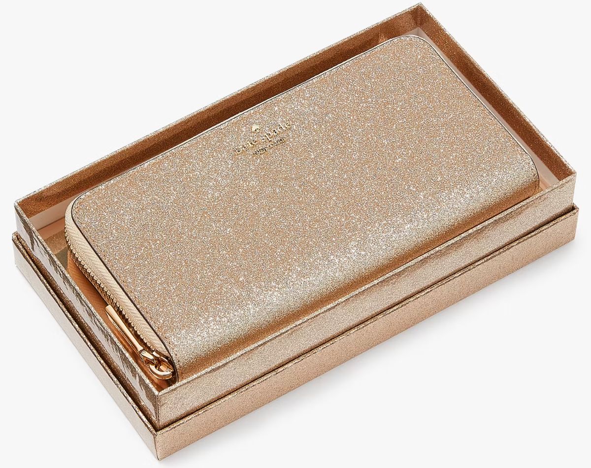 a gold Boxed Continental Wallet