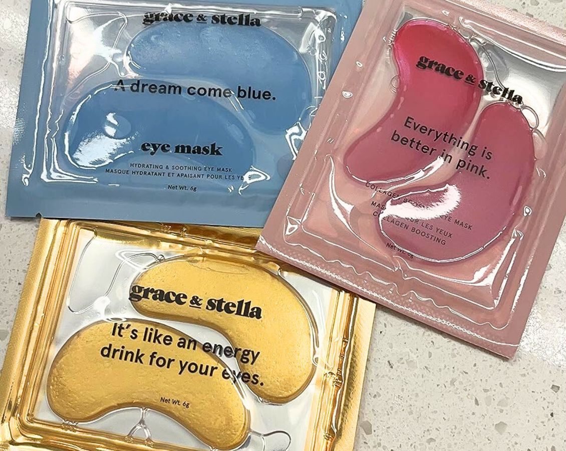 3 different color Grace & Stella Eye Patches in the packets they come in