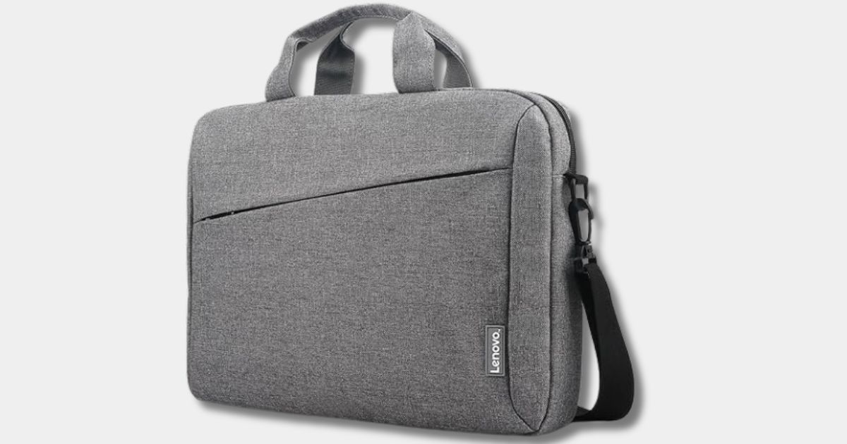 grey Lenovo Laptop Shoulder Bag standing up