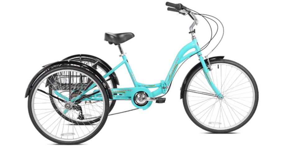 aqua color adult folding trike bike