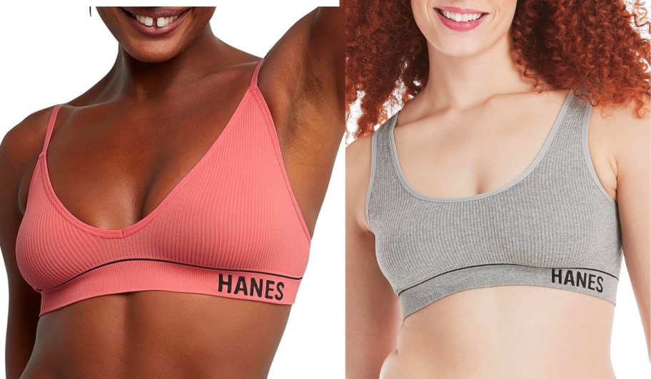 Hanes Women's Originals Cropped Bralette Pack, Breathable Stretch Cotton  Bras, 2-Pack