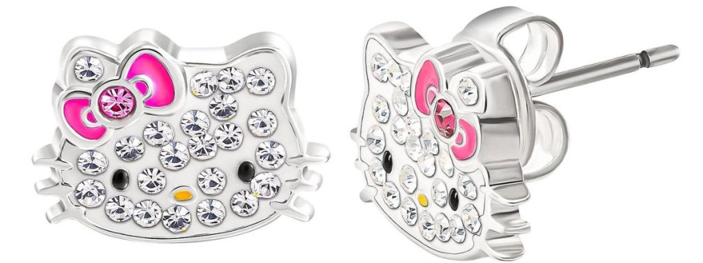 Hello Kitty Brass Crystal Stud Earrings