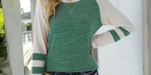 Women’s Color Block Crewneck Shirt Just $9.79 on Amazon (Reg. $20)