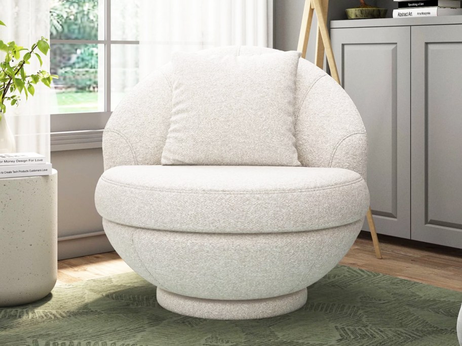 white circular accent chair
