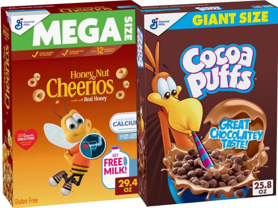 Honey Nut Cheerios and Cocoa Puffs