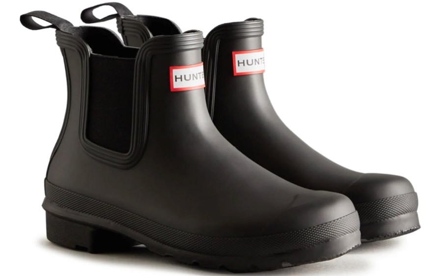 pair of short black hunter rain boots