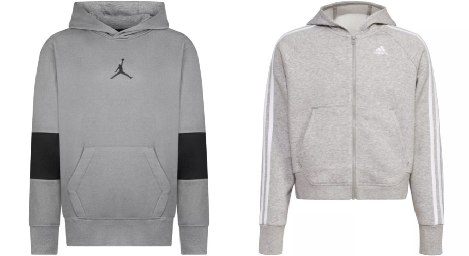 grey jordan and adidas kids hoodies