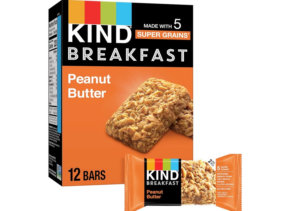 orange box of KIND Peanut Butter Breakfast Bars