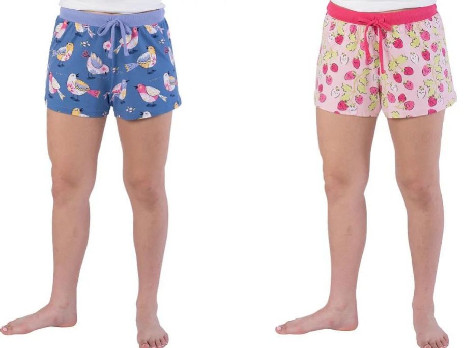 stock images of women wearing Munki Munki pajama shorts