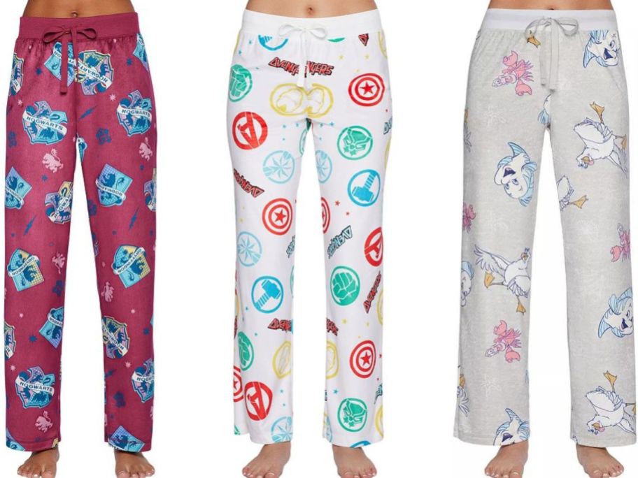 3 pairs of Kohl's women's character pajama bottoms