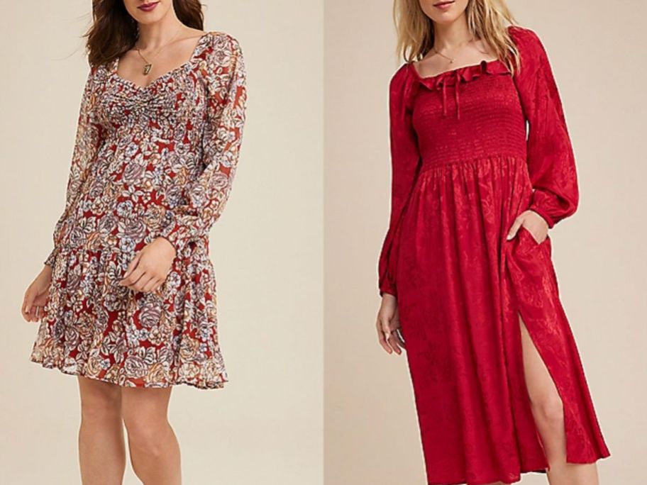 Stock images of 2 women wearing Maurices dresses