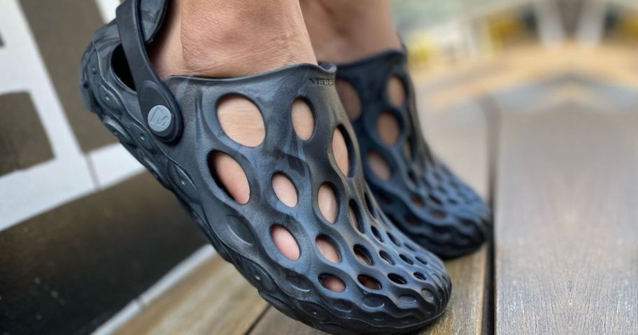 Woman's feet wearing Hydro Mocs