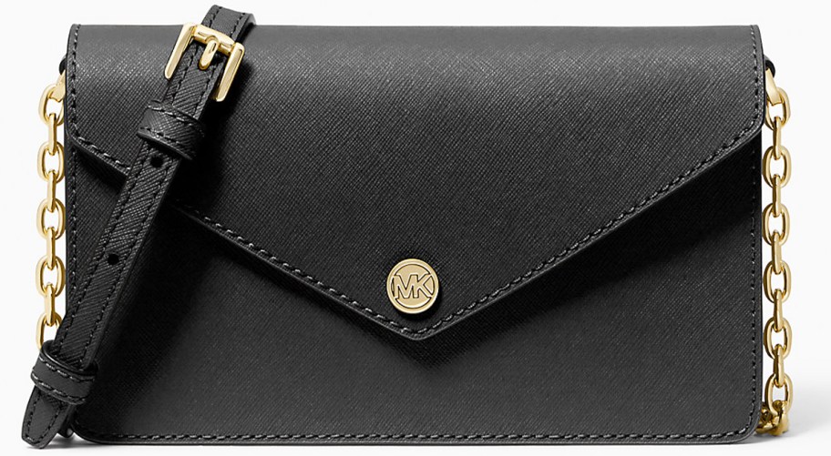 black envelope style clutch crossbody Michael Kors bag