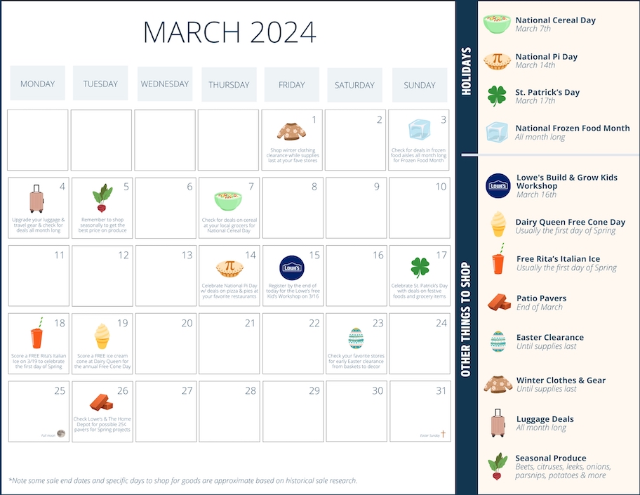 march 2024 deals and sales calendar