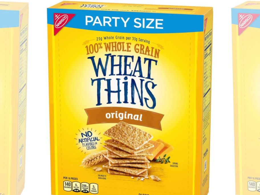 A box of Family Size Wheat Thins Crackers