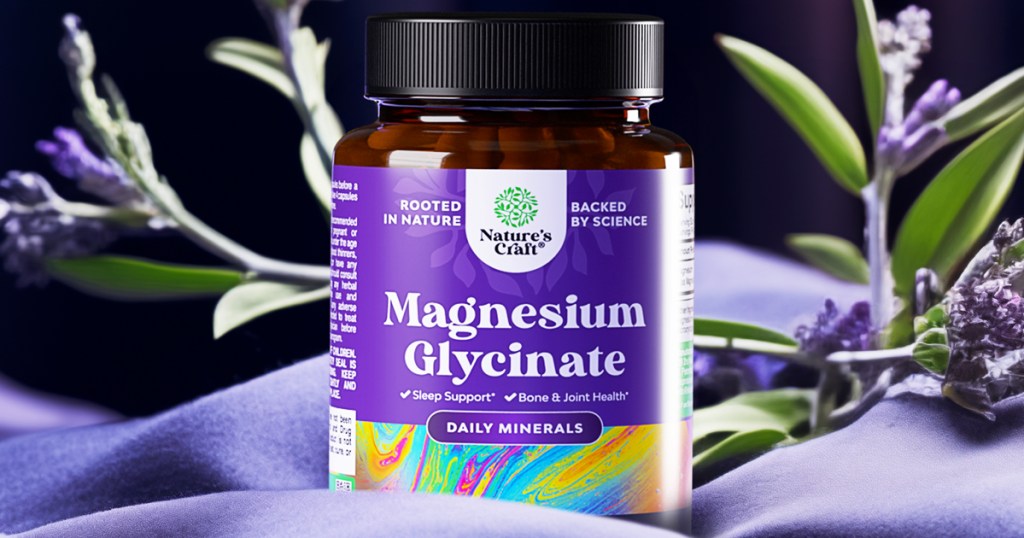 purple bottle of Nature's Craft Magnesium Glycinate Capsules