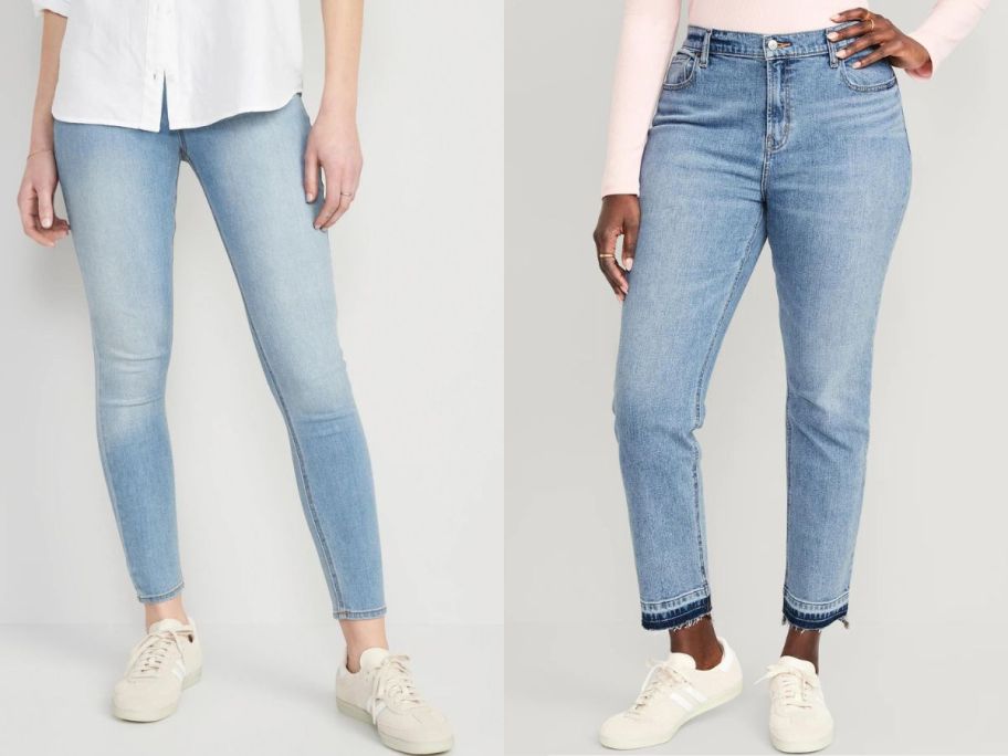 Stock images of two women's legs wearing Old Navy Jeans