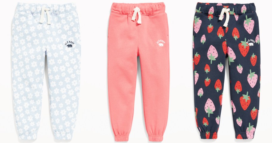 three pairs of girls joggers