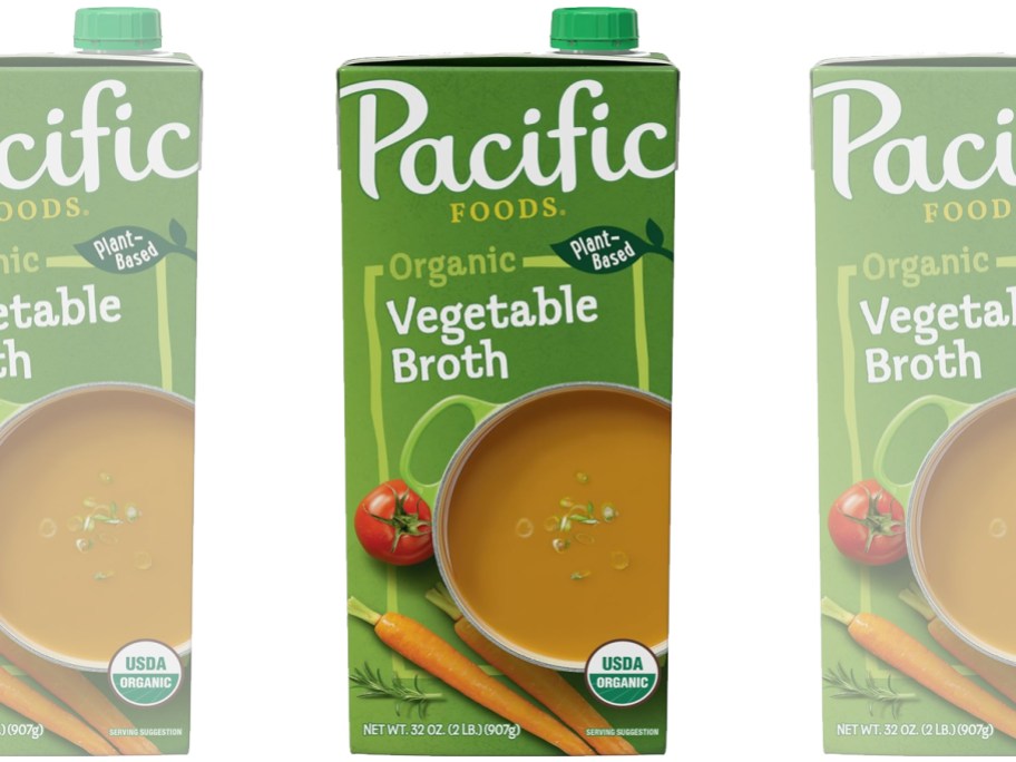 green carton of Pacific Foods Organic Vegetable Broth